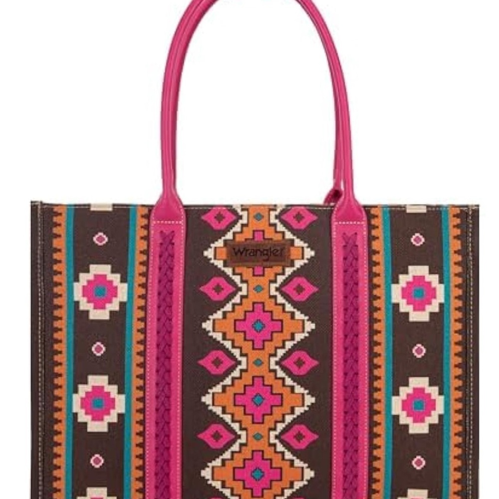 Wrangler Women's Pink and Brown Patterned Tote Bag
